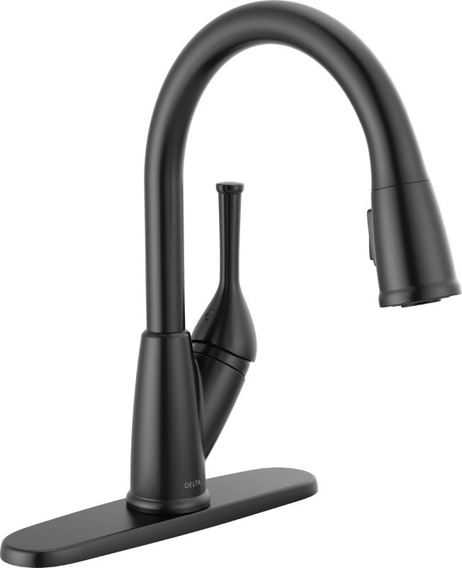Delta Classic Series 19810-BL-DST Kitchen Faucet, 1.8 gpm, 1-Faucet Handle, 1, 3-Faucet Hole, Matte Black, ADA Compliant