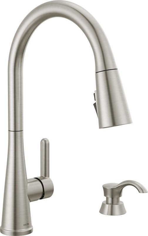 Delta Charmaine Series 19962Z-SSSD-DST Kitchen Faucet, 1.8 gpm, Metal, Stainless, Deck Mounting, 8 in Faucet Centers
