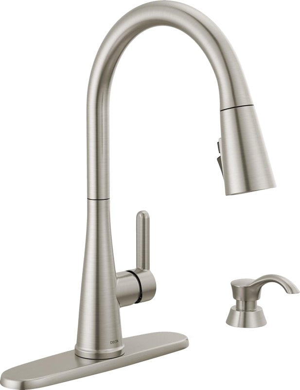 Delta Charmaine Series 19962Z-SSSD-DST Kitchen Faucet, 1.8 gpm, Metal, Stainless, Deck Mounting, 8 in Faucet Centers