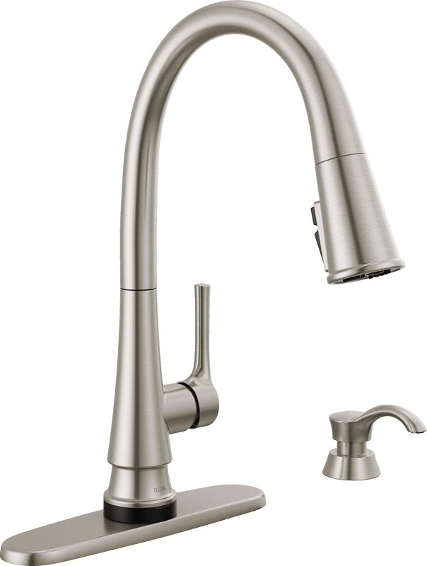 Delta Corwin Series 19856TZ-SPSD-DST Pull-Down Kitchen Faucet, 1.8 gpm, 1-Faucet Handle, 1, 3-Faucet Hole, ADA Compliant