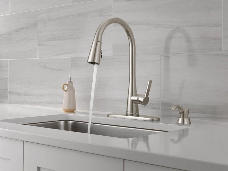 Delta Greydon Series 19826Z-SPSD-DST Pull-Down Kitchen Faucet, 1.8 gpm, 1-Faucet Handle, 1, 2, 3, 4-Faucet Hole