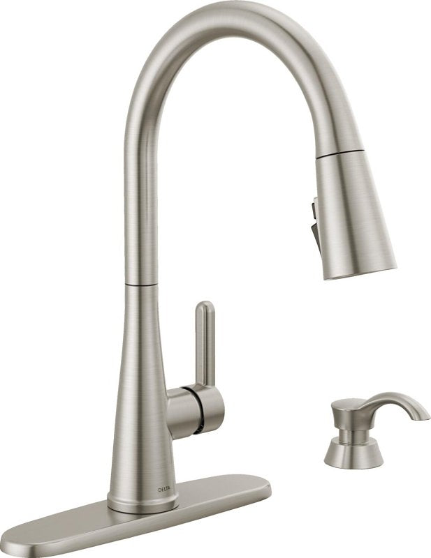 Delta Greydon Series 19826Z-SPSD-DST Pull-Down Kitchen Faucet, 1.8 gpm, 1-Faucet Handle, 1, 2, 3, 4-Faucet Hole