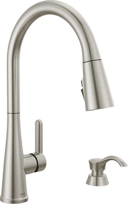 Delta Greydon Series 19826Z-SPSD-DST Pull-Down Kitchen Faucet, 1.8 gpm, 1-Faucet Handle, 1, 2, 3, 4-Faucet Hole
