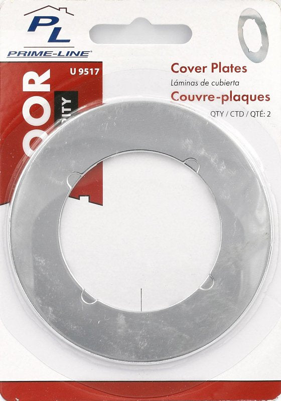 Defender Security U 9517 Door Cover Plate, Steel, Chrome, For: 2-1/8 in Bore Locks