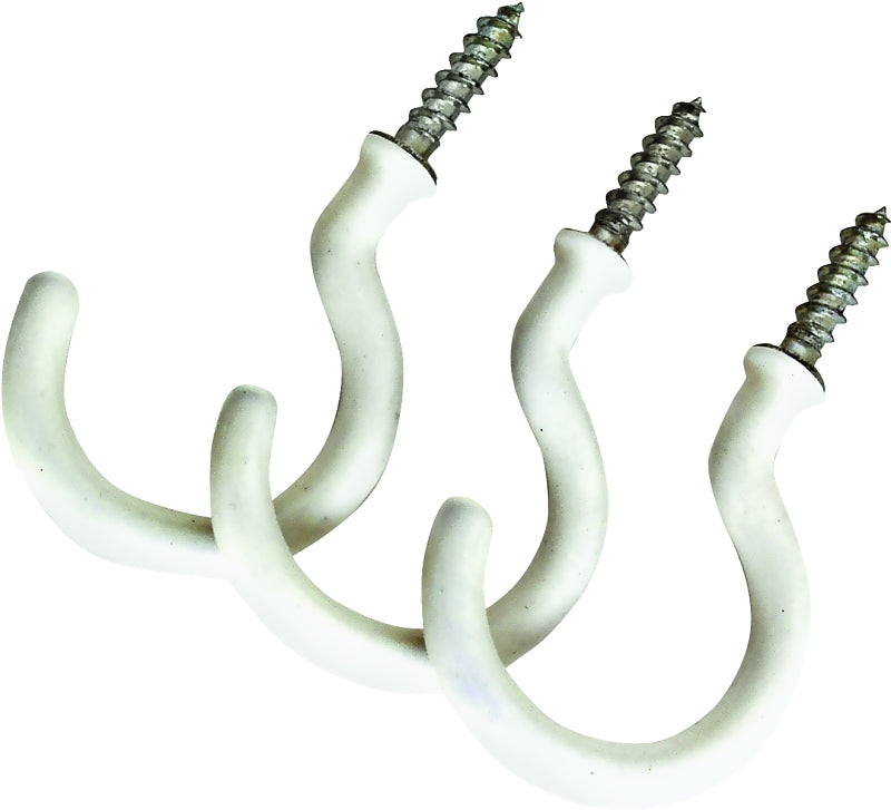 Landscapers Select GB0263L Storage Hook, 1-27/64 in L, 2-3/4 in H, Steel, White, White, Wall