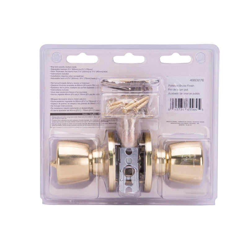 ProSource TS700BRA4V Entry Knob, POLISHED BRASS, K3, KW1 Keyway, 3 Grade, Pack of 3