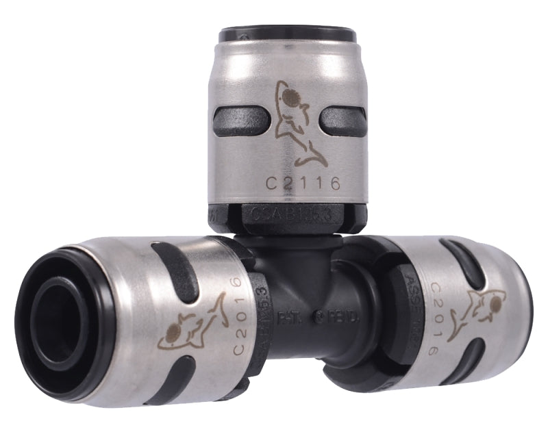 SharkBite K362A6 Pipe Tee, 1/2 in, Push-Fit, Plastic, 160 psi Pressure