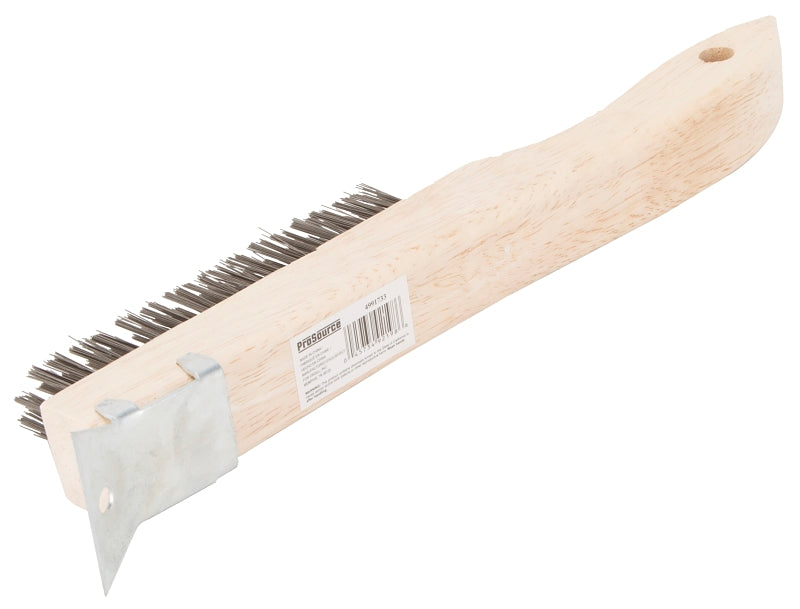 ProSource WB01416S Wire Brush with Scraper, 1-3/4 in L Trim, Metallic Bristle, 3/4 in W Brush, 10-7/8 in OAL
