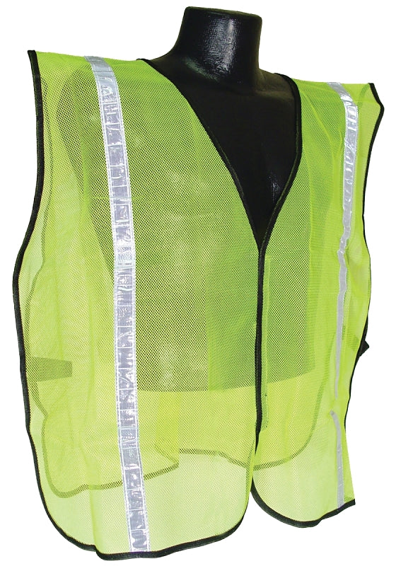 Radians SVG1 Non-Rated Safety Vest, 2X-5X, Polyester, Green/Silver, Hook and Loop