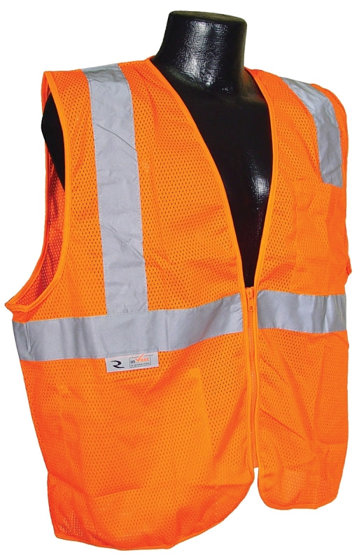 Radians SV2ZOM-2X Economical Safety Vest, 2XL, Unisex, Fits to Chest Size: 30 in, Polyester, High-Visibility Orange