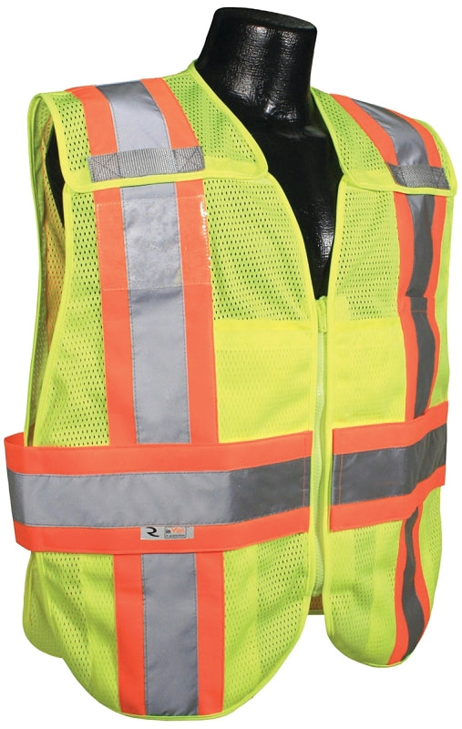 Radians SV24-2ZGM-M/L Breakaway Expandable Safety Vest with Two-Tone Trim, M/L, Polyester, High-Visibility Green
