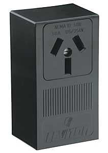 Leviton B01-05050-000 Electrical Receptacle, Surface Mounting, 3-Pole, 125/250 V, 50 A, NEMA: NEMA 10-50R, Black