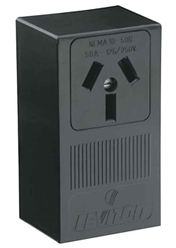 Leviton B01-05050-000 Electrical Receptacle, Surface Mounting, 3-Pole, 125/250 V, 50 A, NEMA: NEMA 10-50R, Black