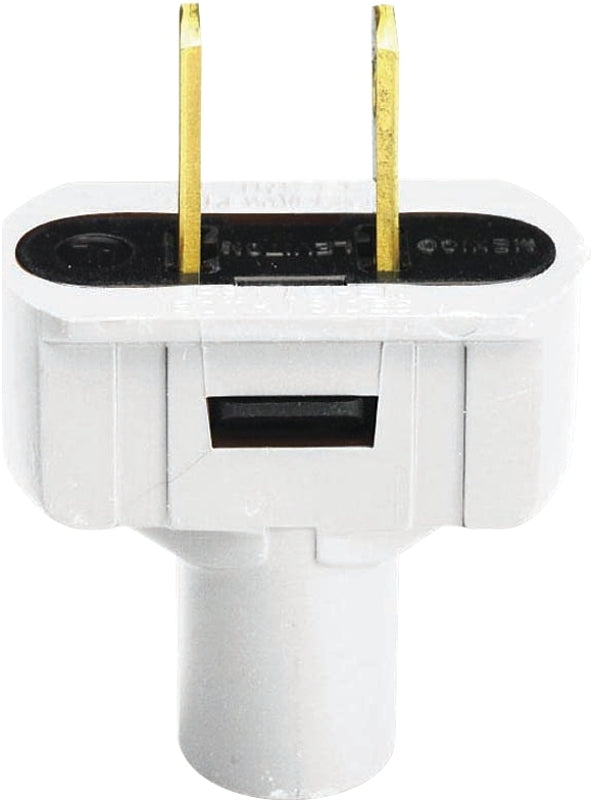 Leviton C22-48643-00W Electrical Plug, Flat, Non-Polarized, 2-Pole, 15 A, 125 V, NEMA: NEMA 1-15P, White