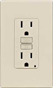 Leviton C36-GFNT1-0PT GFCI Duplex Receptacle, Polycarbonate, Light Almond, 2-Pole, 15 A, 125 V, Back, Side Wiring, 60 Hz