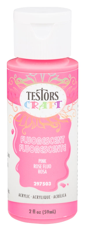 Testors 297503 Craft Paint, Fluorescent Pink, 2 oz Bottle
