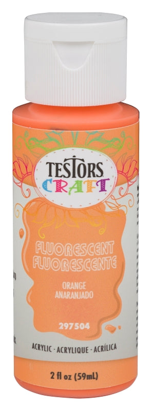 Testors 297504 Acrylic Craft Paint, Fluorescent Orange, 2 oz Bottle