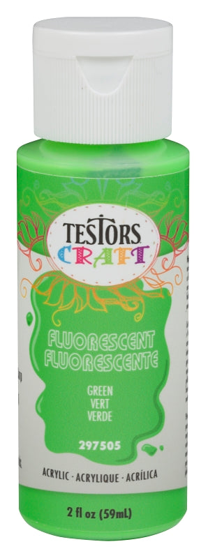 Testors 297505 Acrylic Craft Paint, Fluorescent Green, 2 oz Bottle
