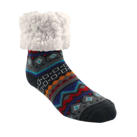 Pudus Unisex Classic Nordic One Size Fits Most Slipper Socks Gray, Pack of 3