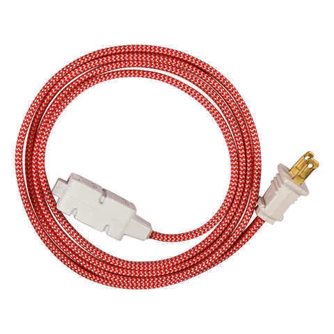 Fabcordz Indoor 6 ft. L Red/White Extension Cord 16/2 SPT-2