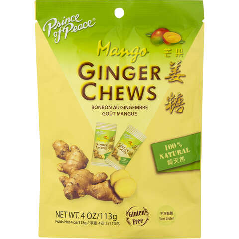 Prince of Peace Mango and Ginger Chews 4 oz, Pack of 12