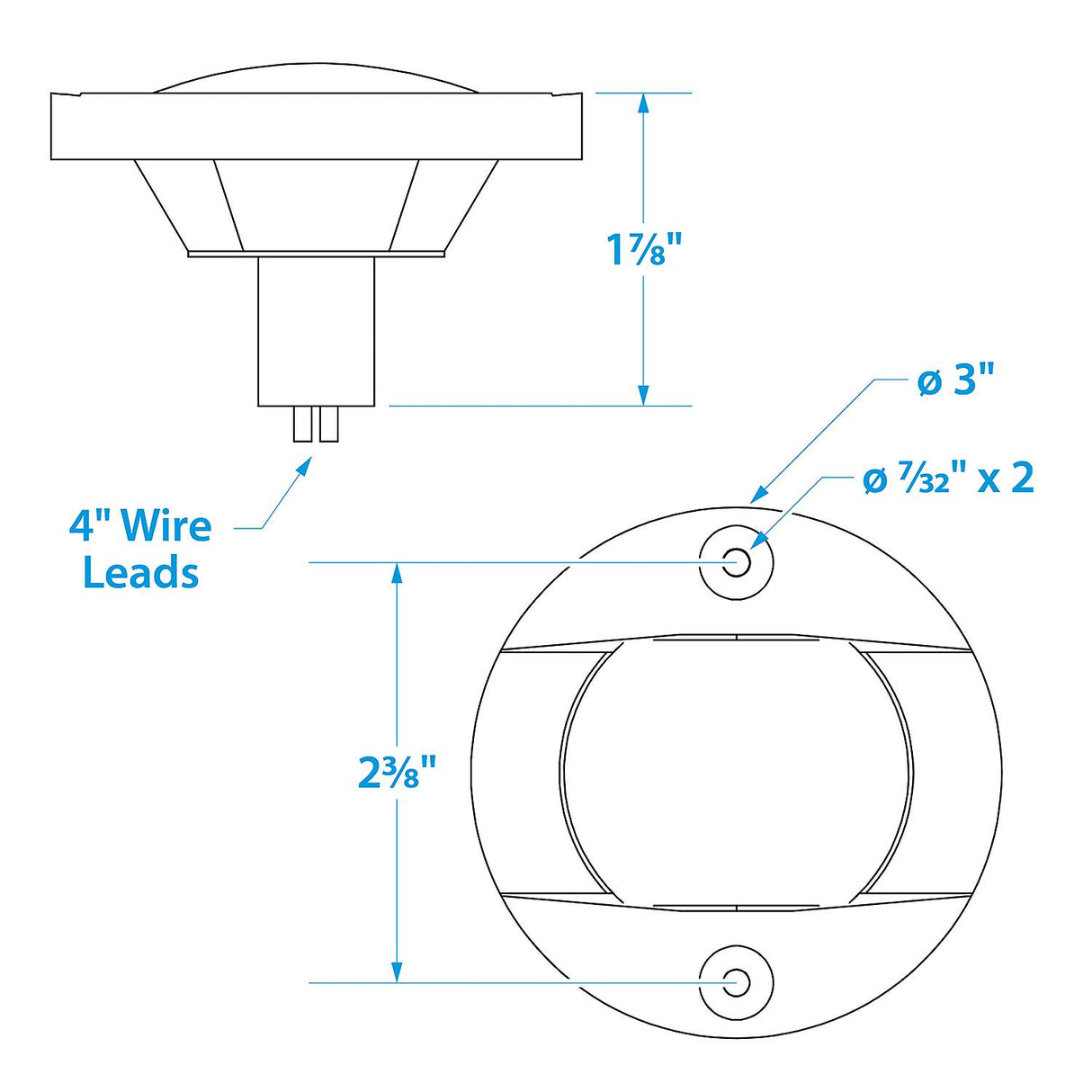 Seachoice 05381 Transom Light With Stainless Steel Flange, Round