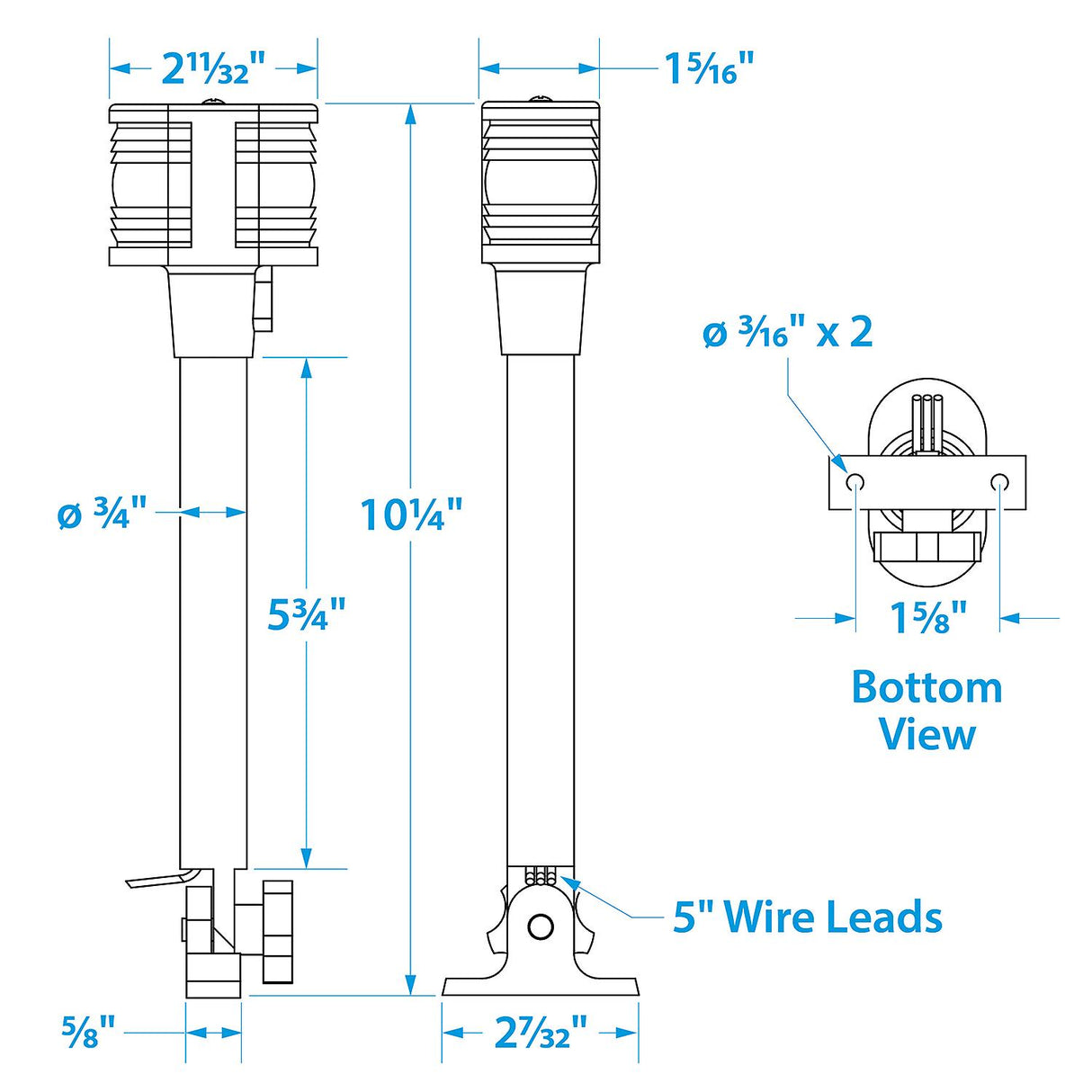 Seachoice 05961b Fold-Down Masthead and All-Round White Light