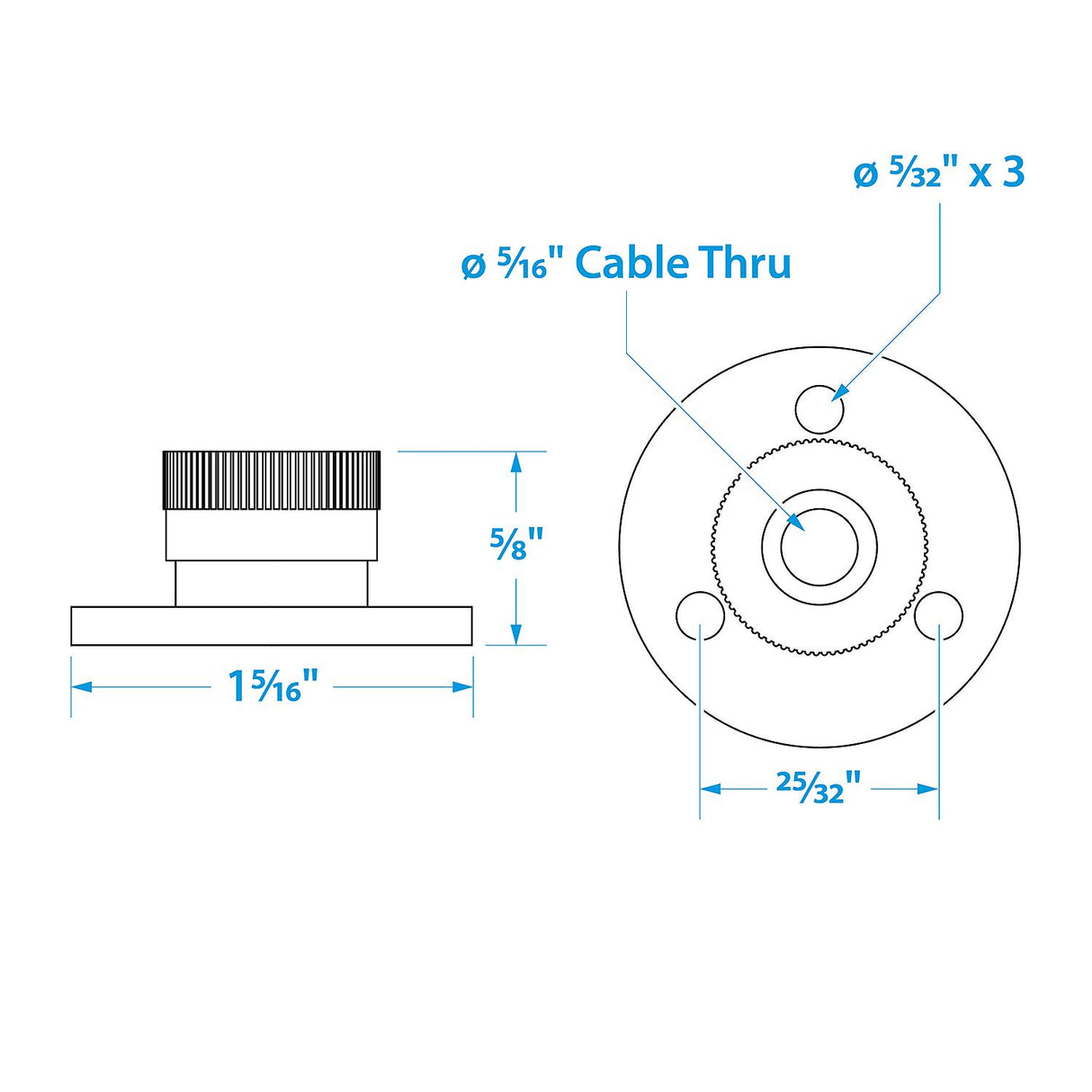 Seachoice 10021 Chrome Plated Brass Cable Outlet - 5/16"