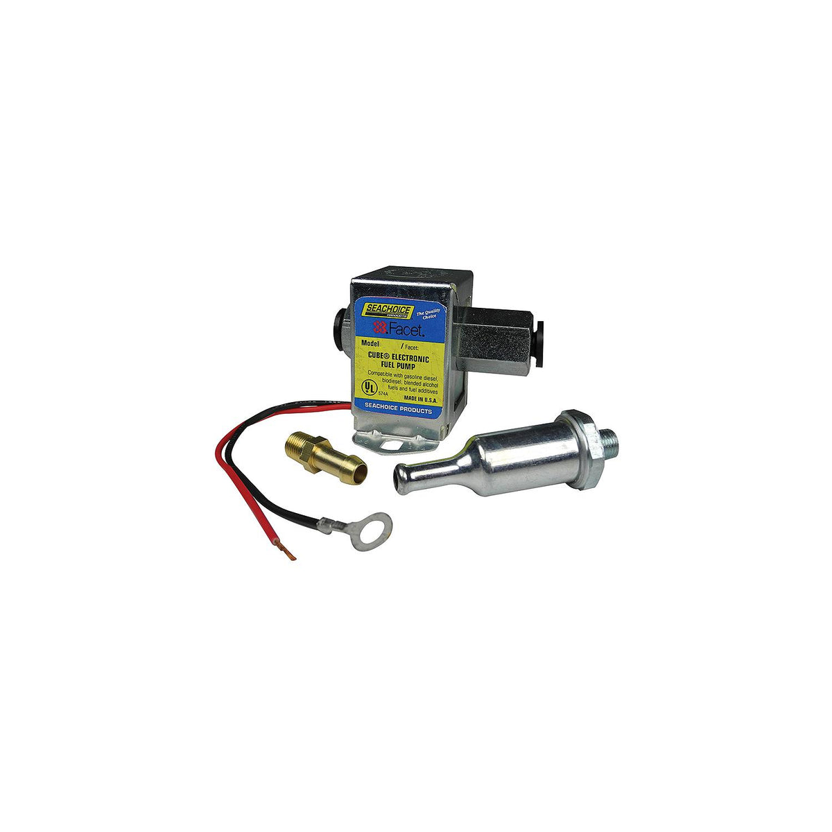 Seachoice 20341 12V Cube Electronic Fuel Pump Kit Includes 74 Micron Filter