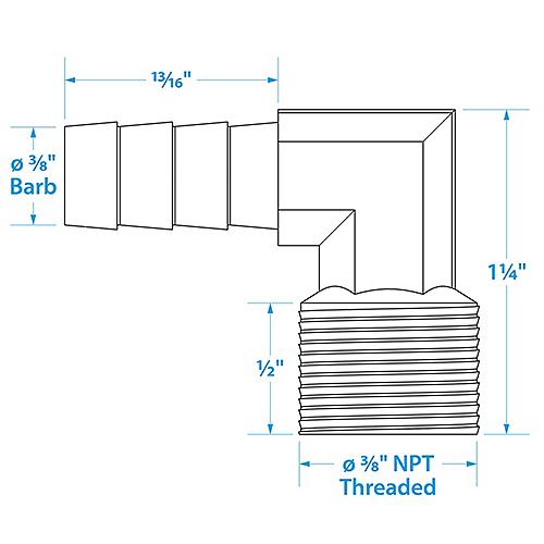Seachoice 20861 90 Degree Brass Fuel Elbow