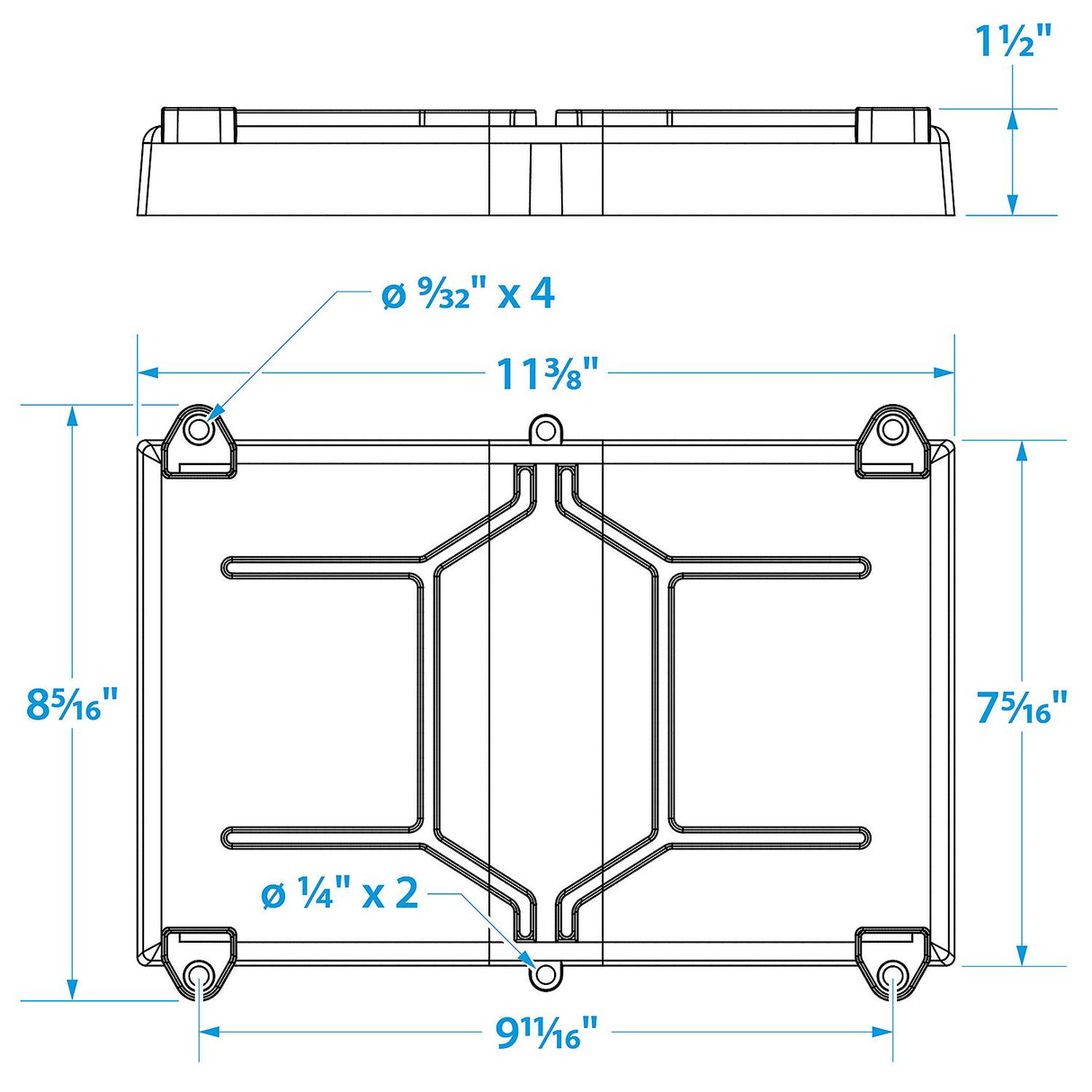 Seachoice 22021 Battery Tray With Stainless Steel Hold Down Rods