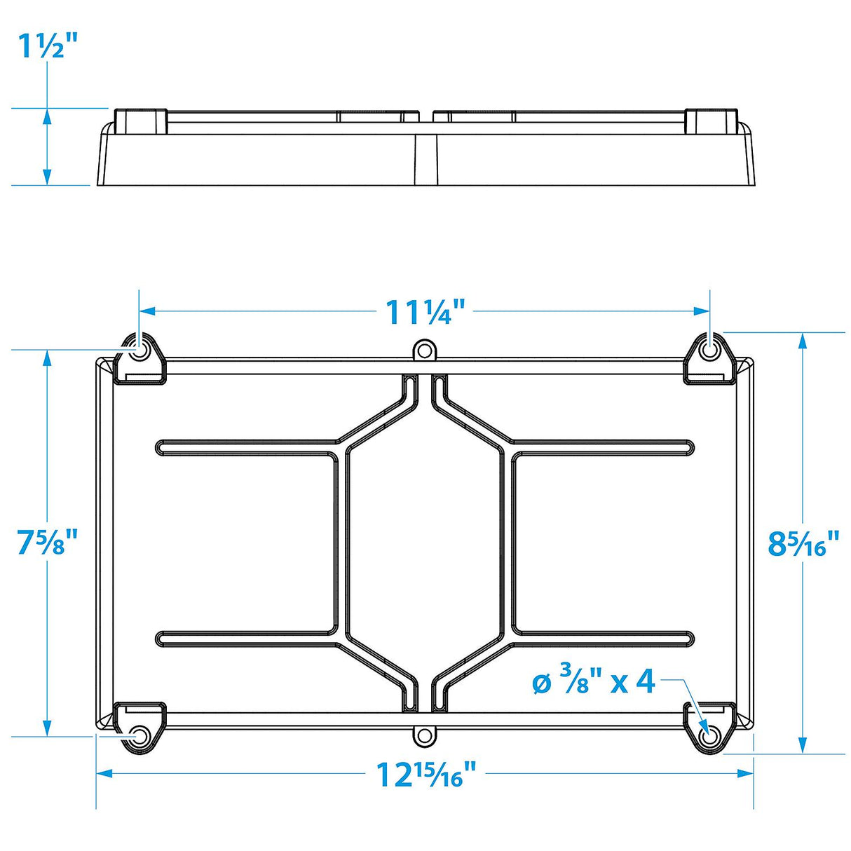 Seachoice 22041 Battery Tray With Stainless Steel Hold Down Rods