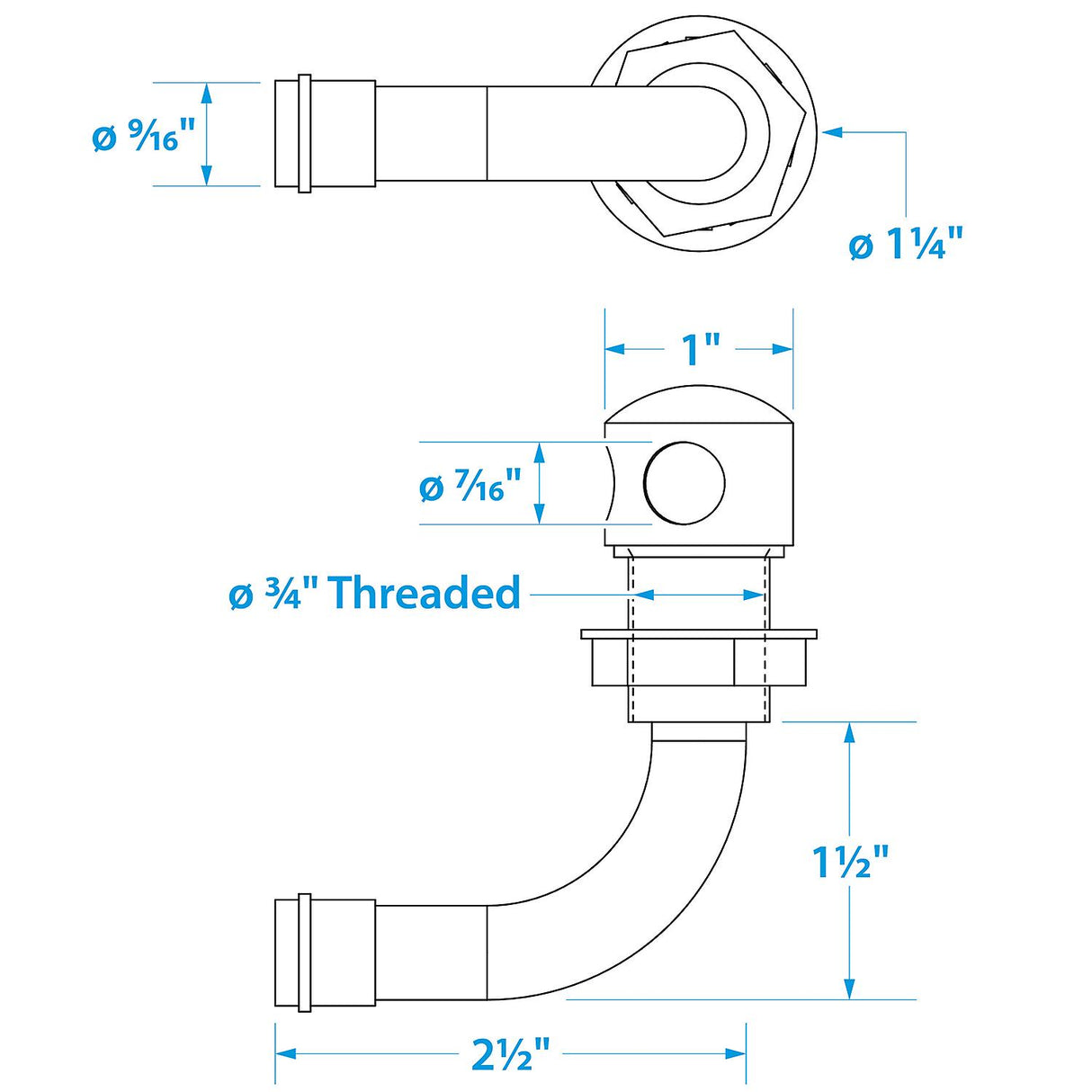 Seachoice Thru-Hull Vent For 9/16" or 5/8" Hose, Chrome Plated