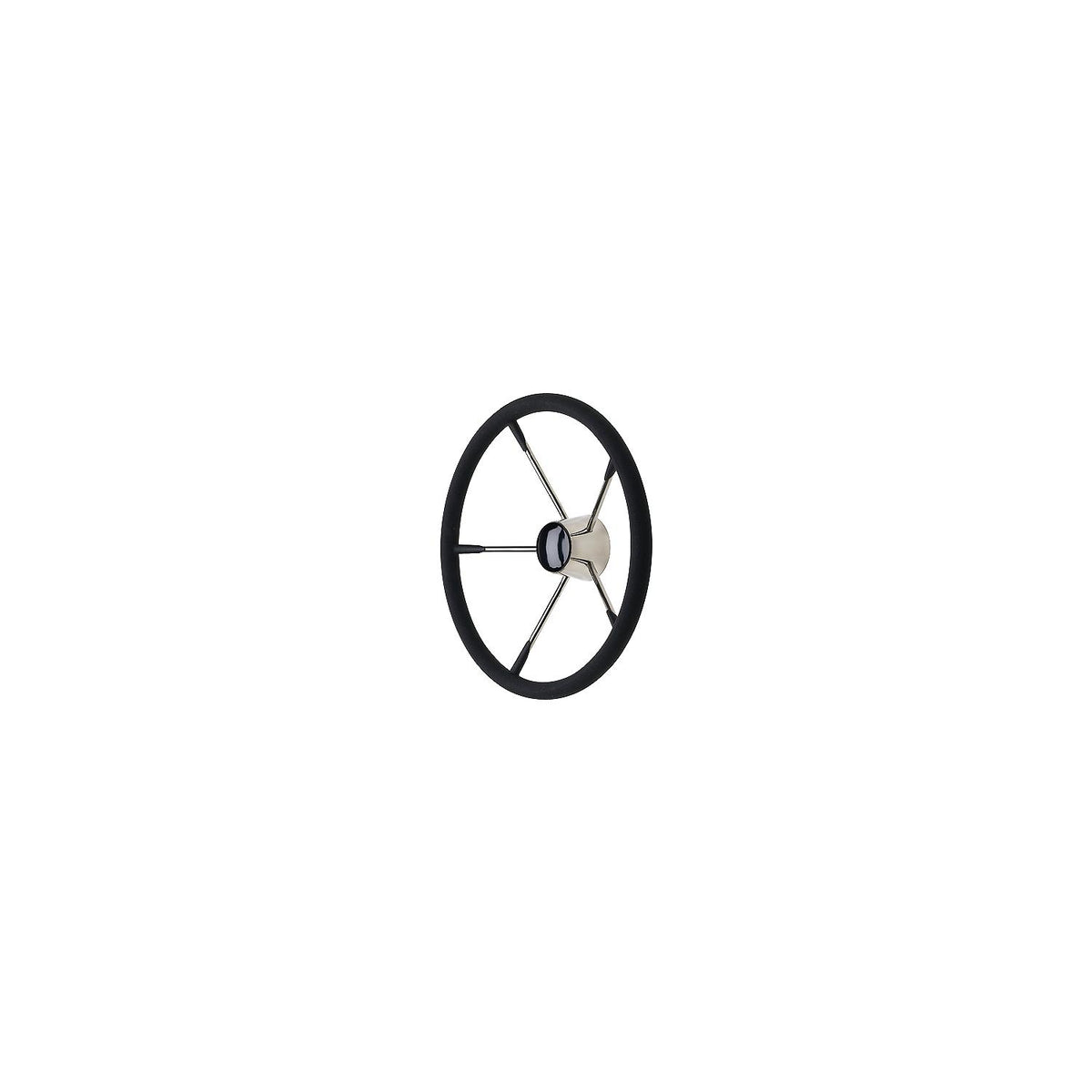 Seachoice 5 Spoke 15″ Stainless Steel Destroyer Steering Wheel With Permanent Foam Grip & Black Center Cap