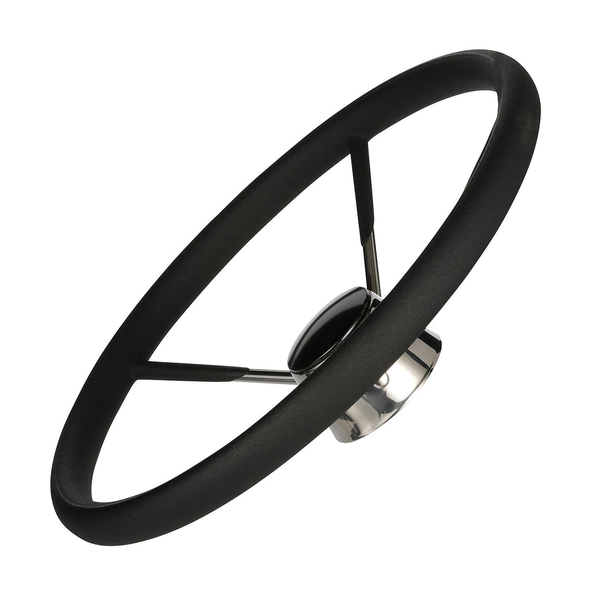 Seachoice 5 Spoke 15″ Stainless Steel Destroyer Steering Wheel With Permanent Foam Grip & Black Center Cap