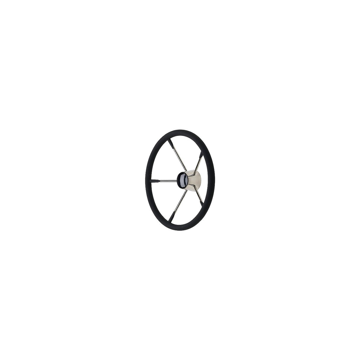 Seachoice 5 Spoke 15" Stainless Steel Destroyer Steering Wheel With Permanent Foam Grip & Black Center Cap