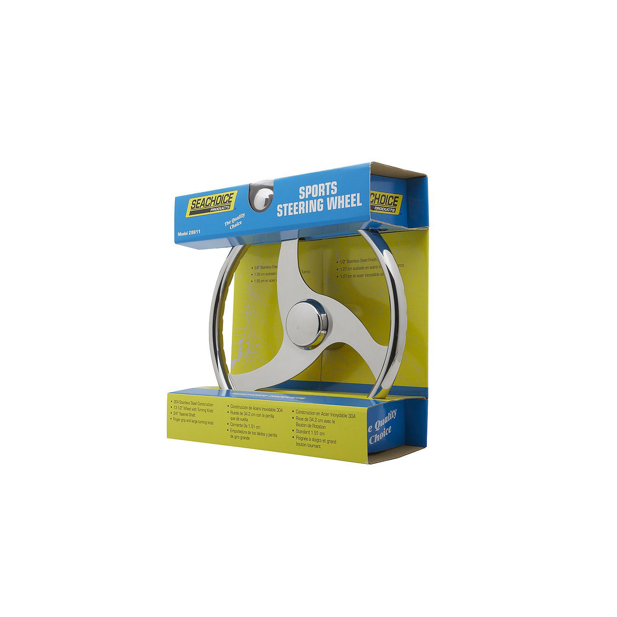 Seachoice 3 Spoke Stainless Steel Steering Wheel w/Turning Knob