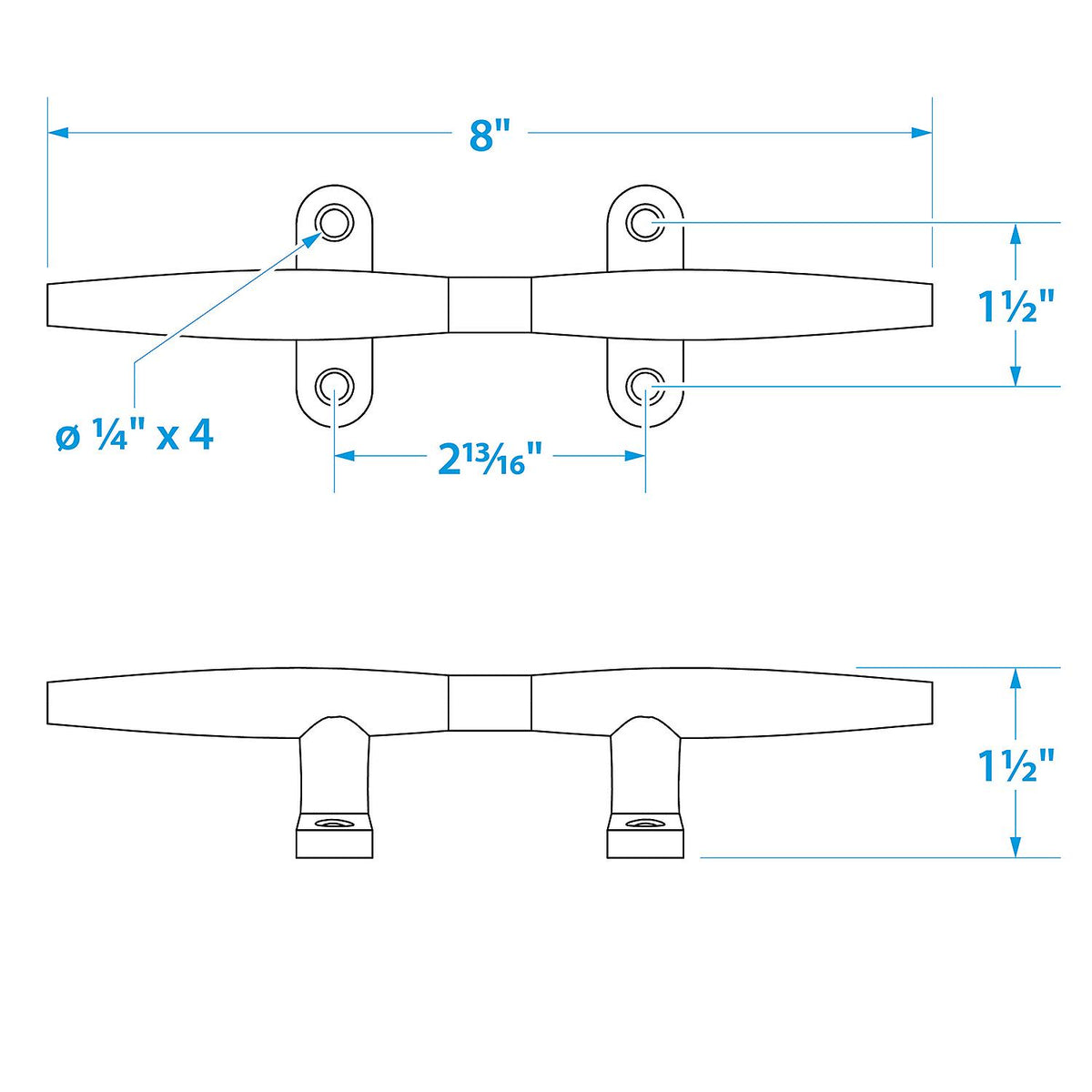 Seachoice Stainless Steel Hollow Base Cleat