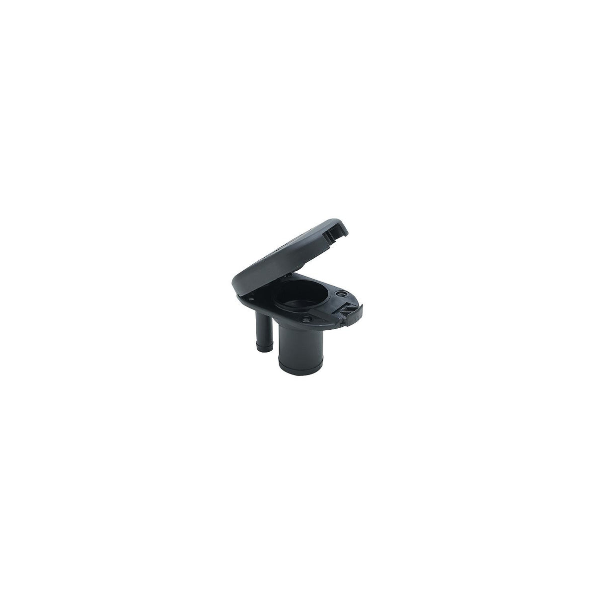 Seachoice Molded Plastic Gas Deck Fill With Vent and Cap (Hinge Flip Top) For 1-1/2″ Hose
