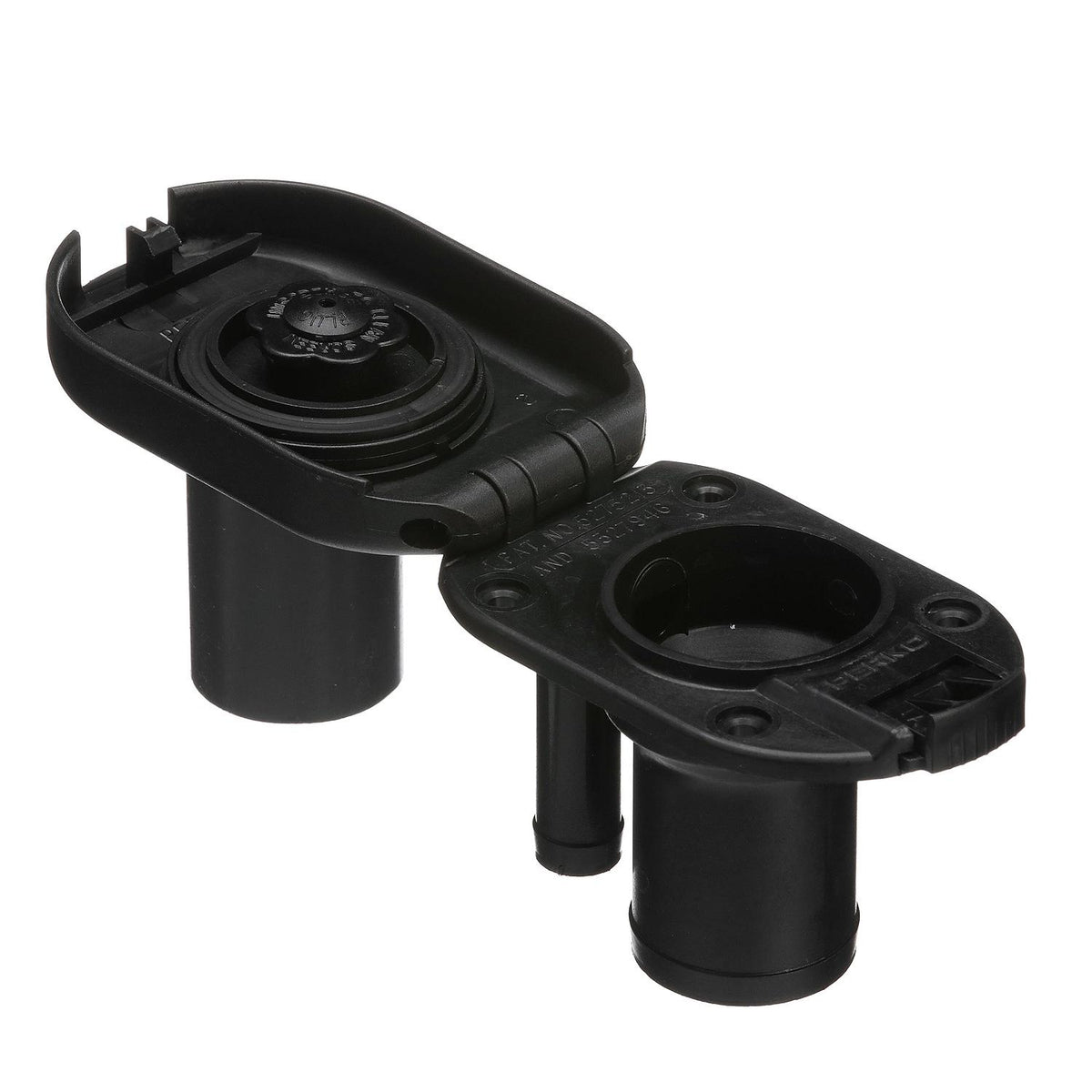 Seachoice Molded Plastic Gas Deck Fill With Vent and Cap (Hinge Flip Top) For 1-1/2″ Hose