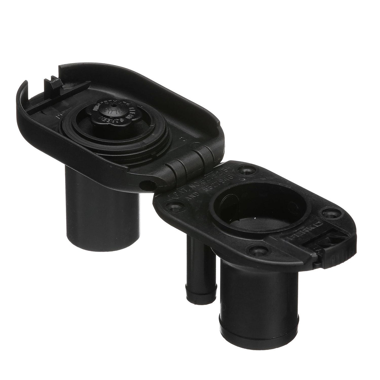 Seachoice Molded Plastic Gas Deck Fill With Vent and Cap (Hinge Flip Top) For 1-1/2" Hose