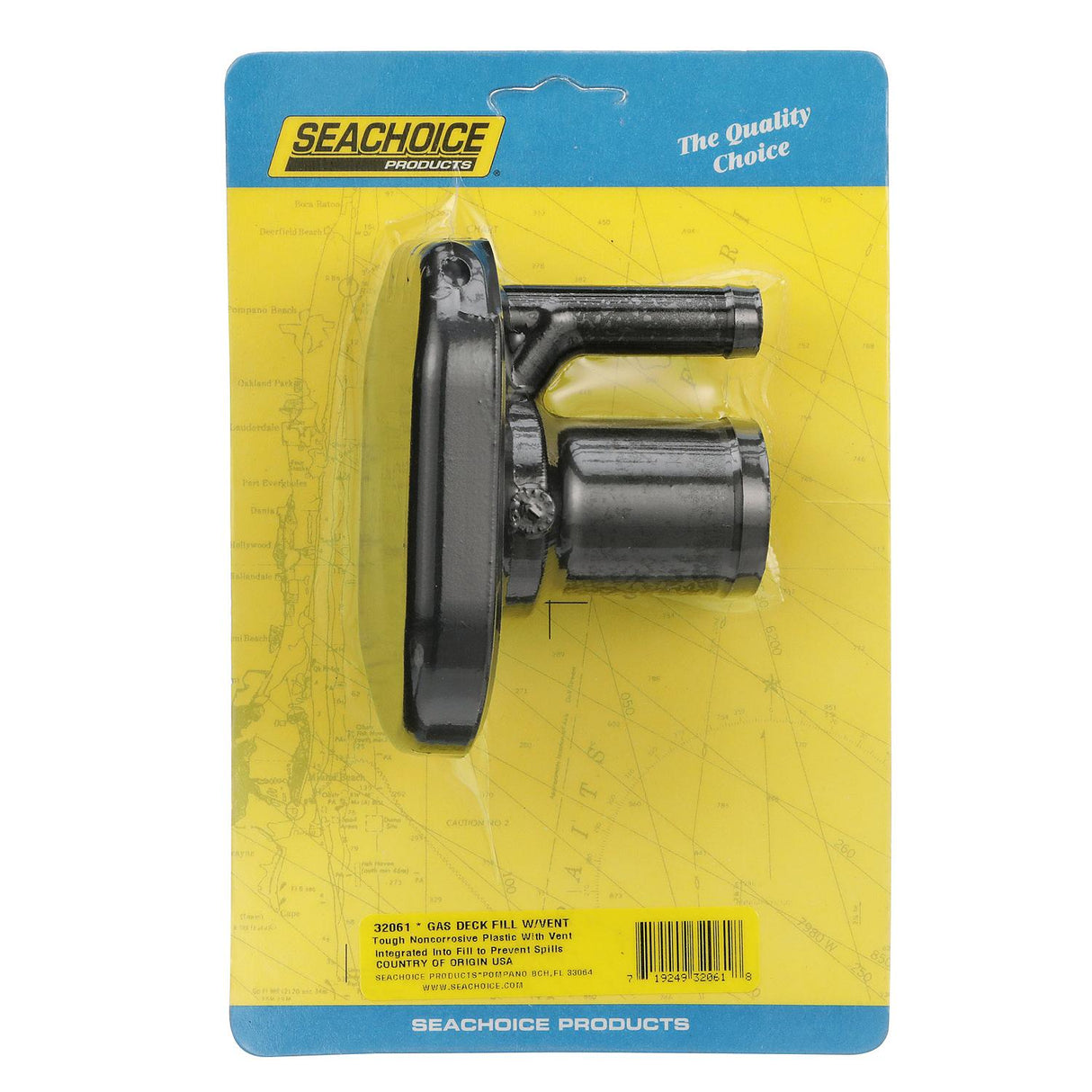 Seachoice Molded Plastic Gas Deck Fill With Vent and Cap (Hinge Flip Top) For 1-1/2" Hose