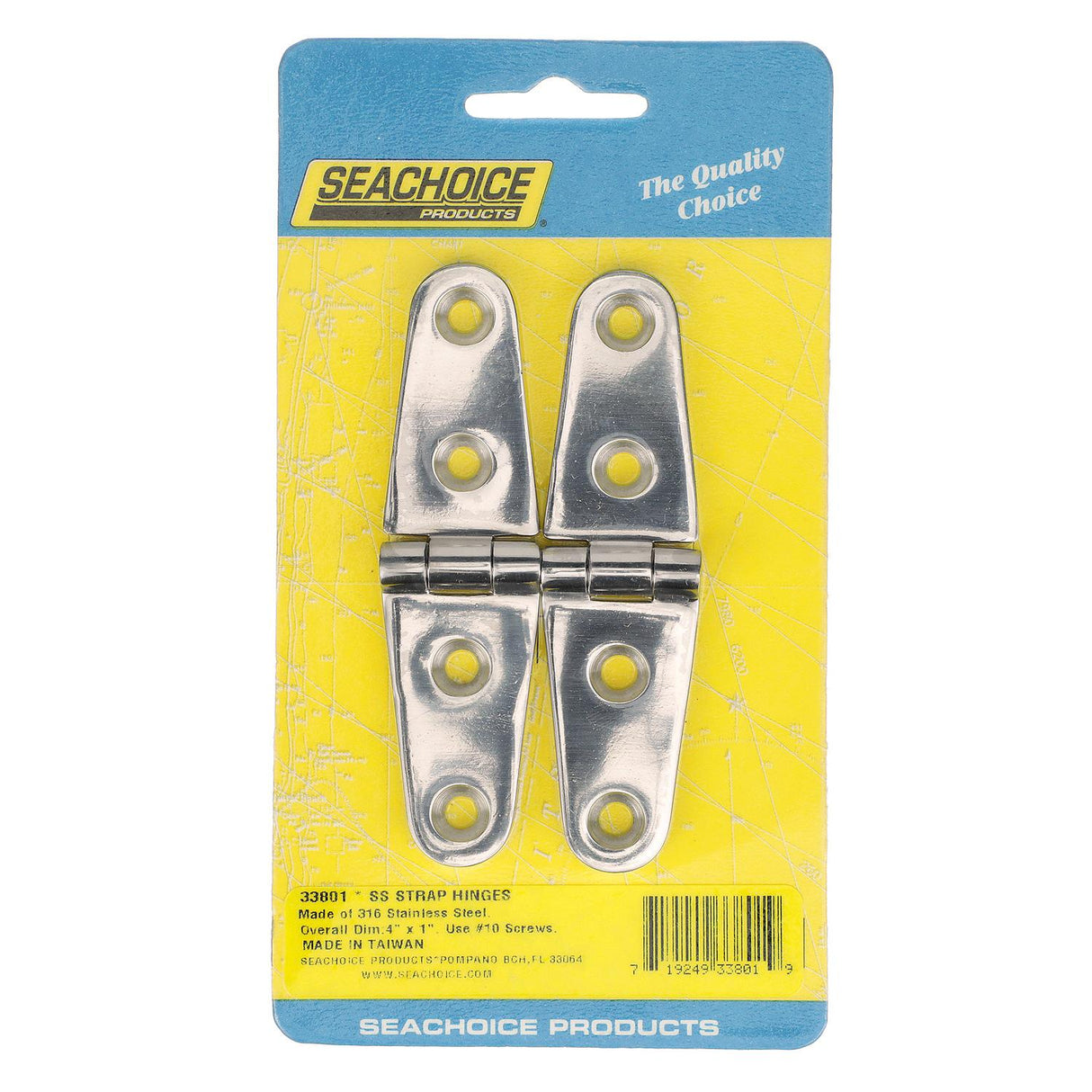 Seachoice 33801 Stainless Steel Strap Hinges (1 Pair Per Pack)