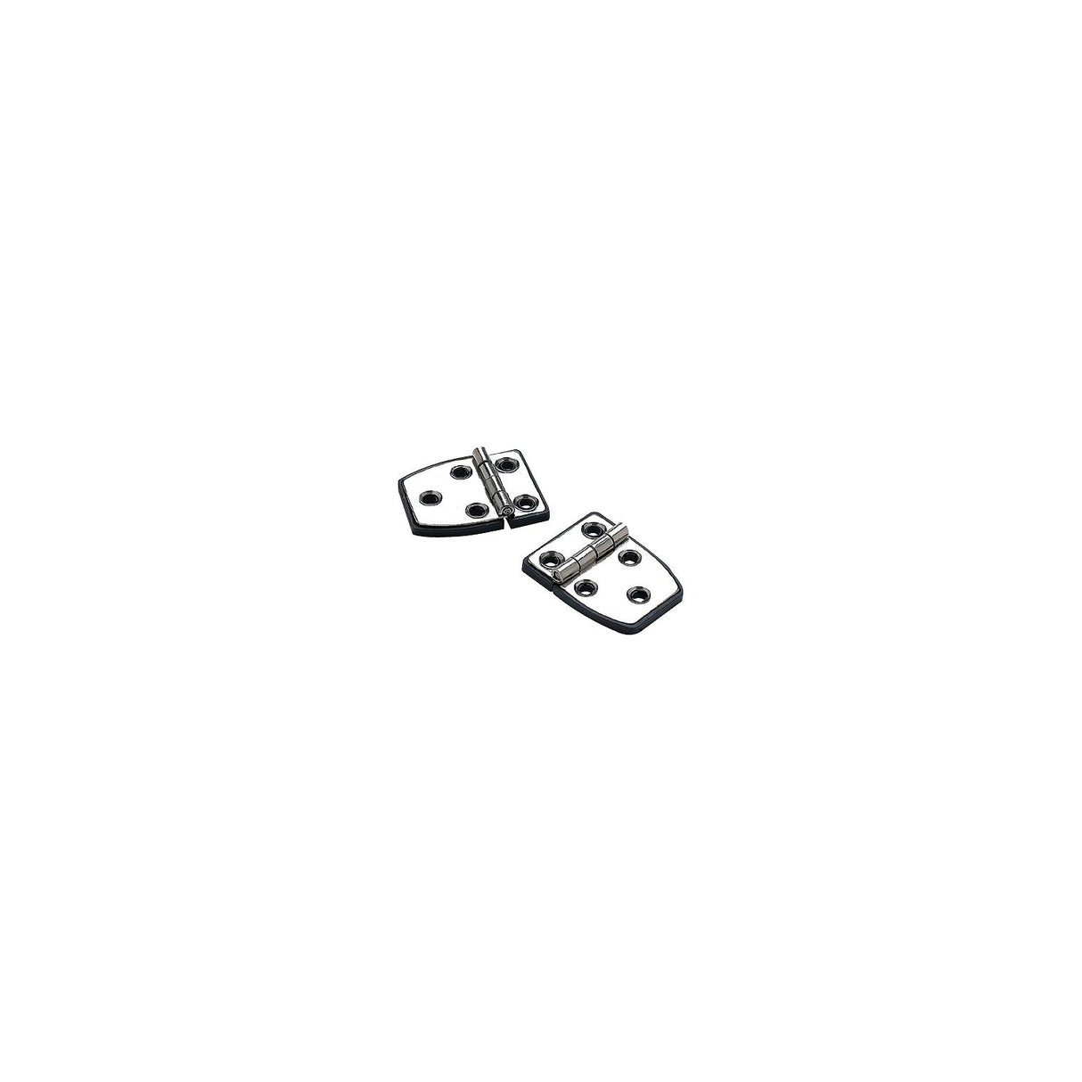 SeaChoice 50-34351 (2) 2-1/4″ x 1-1/2″ Polished Stainless Steel 3/4″ Short Side Hinges with Black Nylon Base Plate