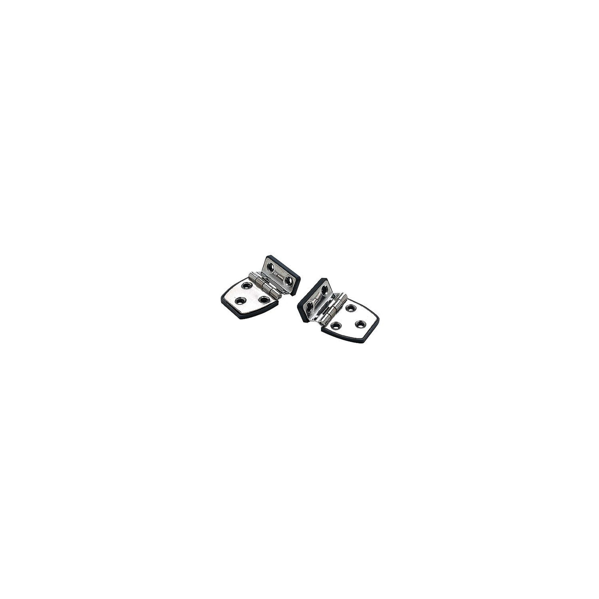 SeaChoice 50-34471 (2) 2-1/4″ x 1-1/2″ Polished Stainless Steel Offset Short Side Hinges with Black Nylon Base Plate