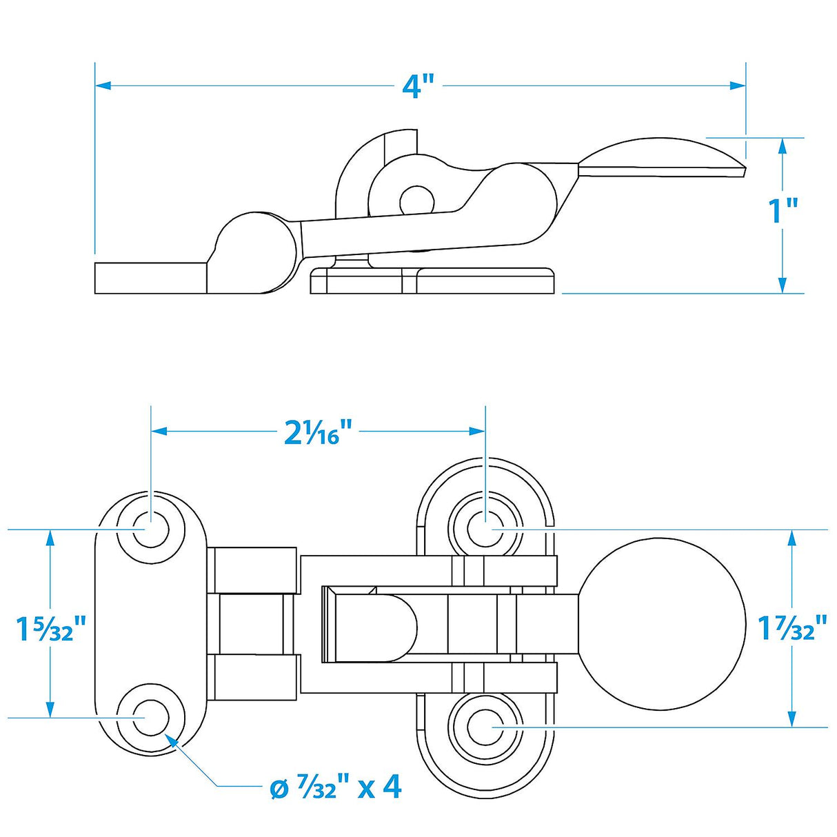 Seachoice Chrome Plated Brass Anti-Rattle Hatch Fastener