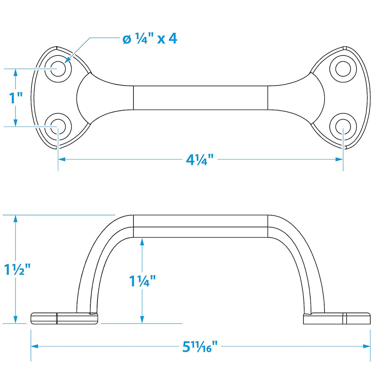 Seachoice Chrome Plated Brass Transom Handle 6"