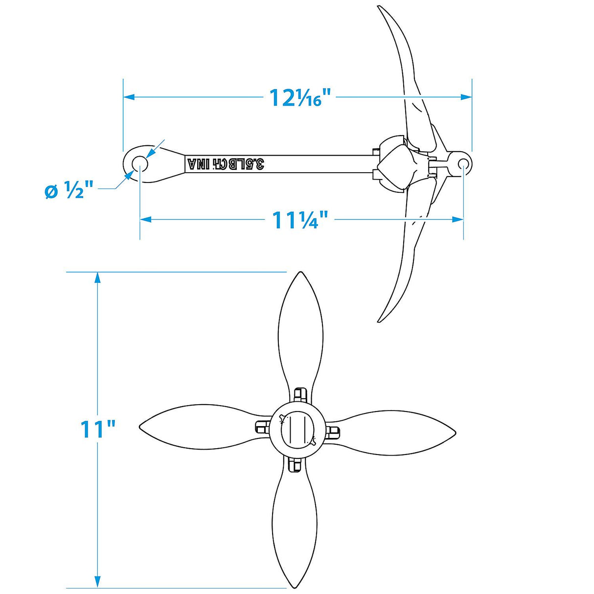 Seachoice 41000 Galvanized Folding Grapnel Anchor, 3-1/2 lbs.