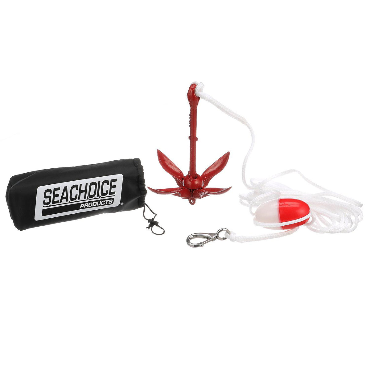 Seachoice 3.5 lb. Grapnel Anchor Kit For Boats 5 to 12' (Includes Anchor, 1/4″ x 25' Line, Adjustable Buoy, S/S Hook and Storage Bag)