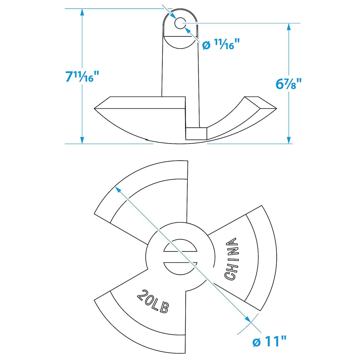 Seachoice 41520 Black Vinyl Coated River Anchor, 20 lbs.